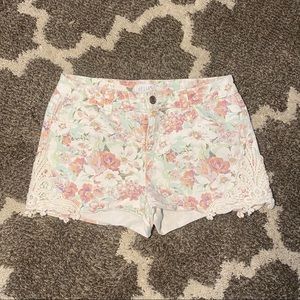 Shorts denim pink lace